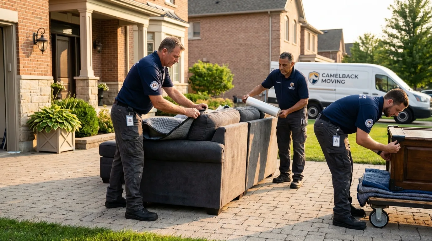 Large estate moving crew wrapping furniture in Mapleton, MN