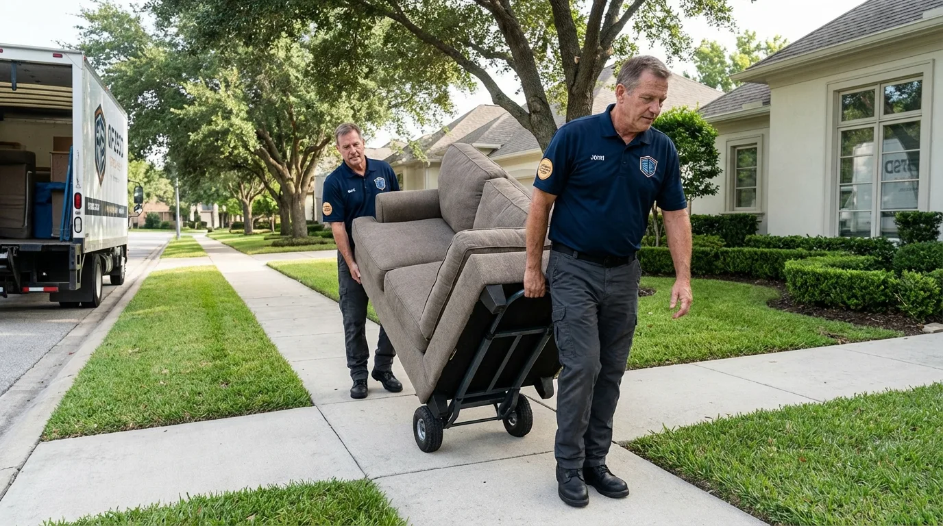 Local residential moving crew loading furniture in Mapleton, MN